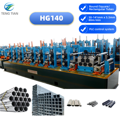 HG140 Productieapparatuur voor hoogfrequente gelaste koolstofstaalbuizen Φ50-141 mm x 5,5 mm 80 m/min voor bouw en machines