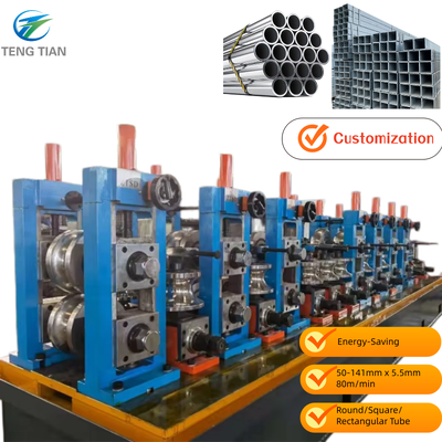 HG140 CE Approved HF Welded Pipe Machine PLC System Fast Die Change Φ50-140x6.0mm 60m/min Energy Efficient